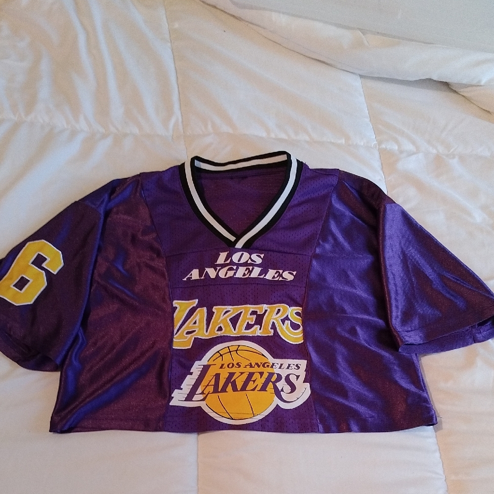 Los Angeles Lakers Purple Crop Jersey Number 6 - Small/Medium
